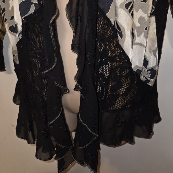 Vintage Spencer Alexis Kimono Sz L Silk Blend Boho Whimsigoth Fairy Lace Ruffles - Picture 5 of 16